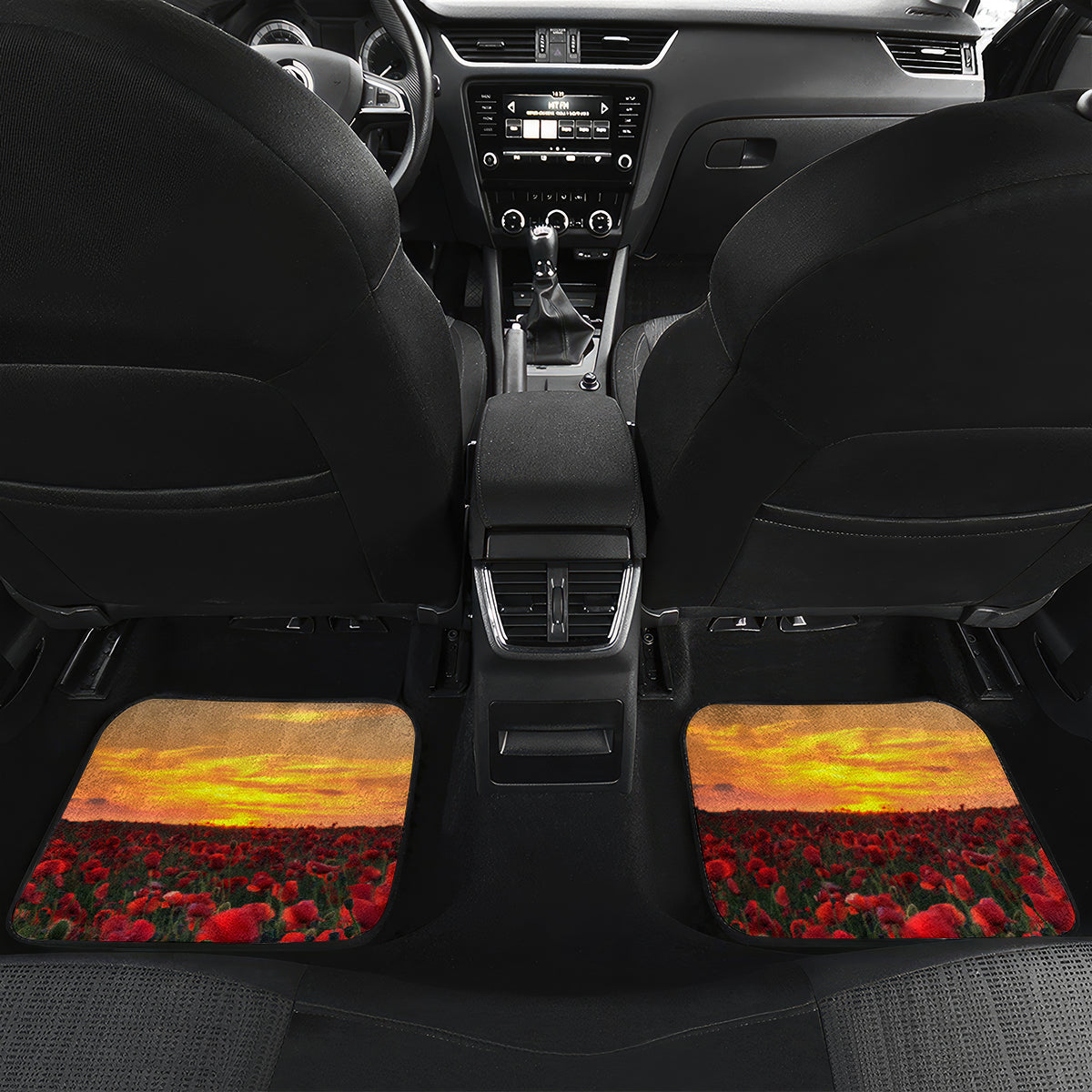 ANZAC Day 2024 Car Mats Silver Fern With A Trumpet Soldier LT01 Set 2pcs - Back Art - Polynesian Pride