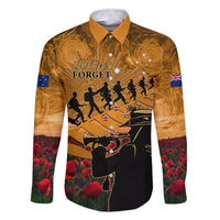 ANZAC Day 2024 Family Matching Off Shoulder Maxi Dress and Hawaiian Shirt Silver Fern With A Trumpet Soldier LT01 Dad's Shirt - Long Sleeve Art - Polynesian Pride
