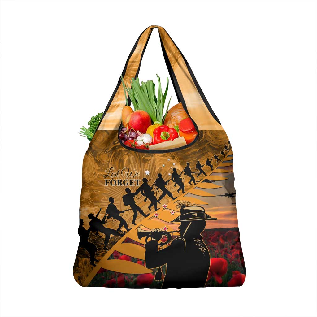 ANZAC Day 2024 Grocery Bag Silver Fern With A Trumpet Soldier