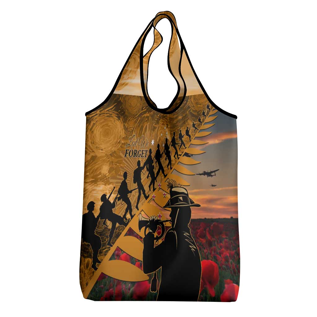 ANZAC Day 2024 Grocery Bag Silver Fern With A Trumpet Soldier LT01 - Polynesian Pride