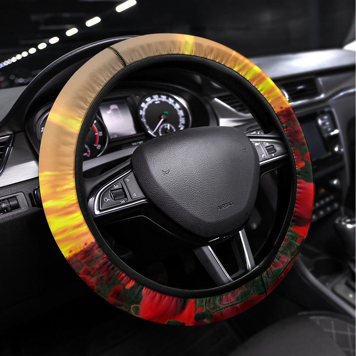 ANZAC Day 2024 Steering Wheel Cover Silver Fern With A Trumpet Soldier LT01 Universal Fit Art - Polynesian Pride