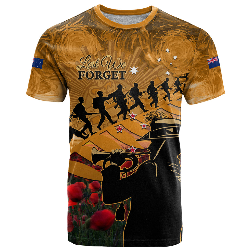 ANZAC Day 2024 T Shirt Silver Fern With A Trumpet Soldier LT01 Art - Polynesian Pride