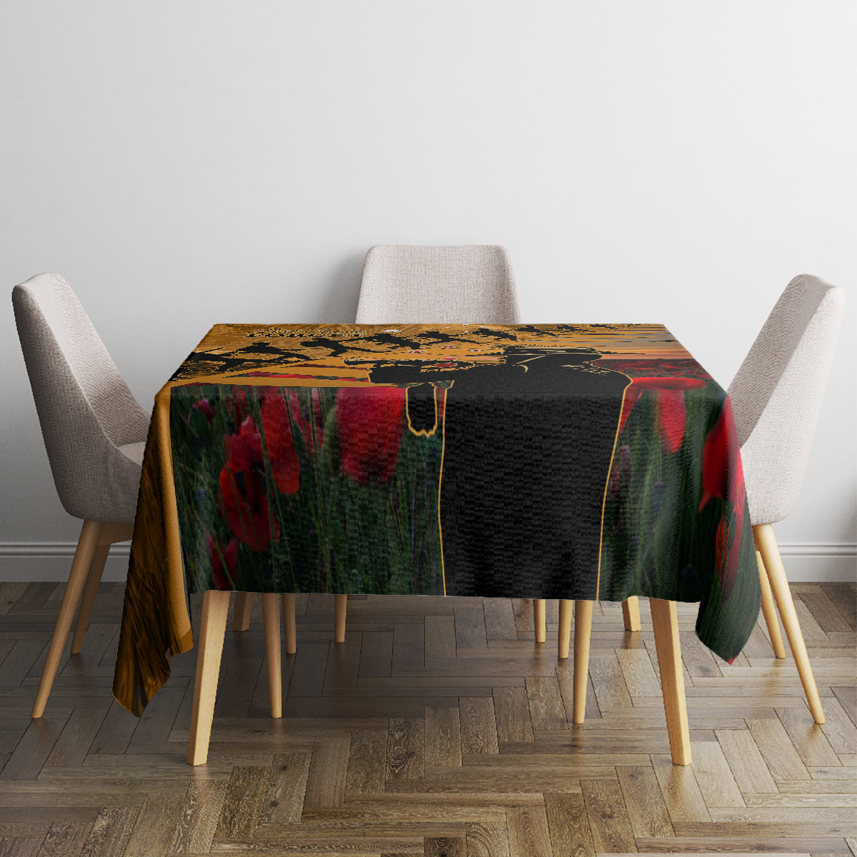 ANZAC Day 2024 Tablecloth Silver Fern With A Trumpet Soldier LT01 - Polynesian Pride