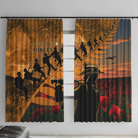 ANZAC Day 2024 Window Curtain Silver Fern With A Trumpet Soldier LT01 With Hooks Art - Polynesian Pride