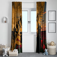 ANZAC Day 2024 Window Curtain Silver Fern With A Trumpet Soldier LT01 - Polynesian Pride