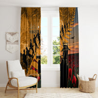 ANZAC Day 2024 Window Curtain Silver Fern With A Trumpet Soldier LT01 - Polynesian Pride