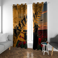 ANZAC Day 2024 Window Curtain Silver Fern With A Trumpet Soldier LT01 With Grommets Art - Polynesian Pride