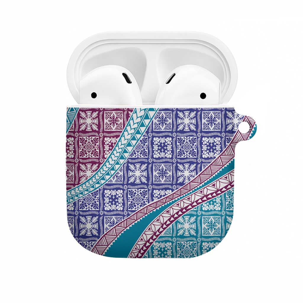 Hawaiian Quilt Pattern AirPods Case Purple Blue Color Mixed - Polynesian Pride