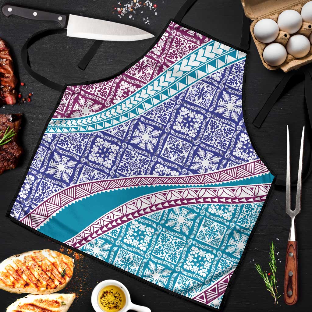 Hawaiian Quilt Pattern Apron Purple Blue Color Mixed - Polynesian Pride