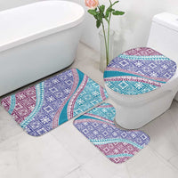 Hawaiian Quilt Pattern Bathroom Set Purple Blue Color Mixed - Polynesian Pride