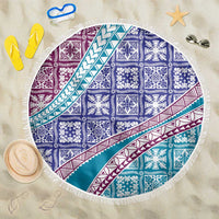 Hawaiian Quilt Pattern Beach Blanket Purple Blue Color Mixed LT01 One Size 150cm Purple - Polynesian Pride