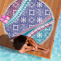 Hawaiian Quilt Pattern Beach Blanket Purple Blue Color Mixed LT01 - Polynesian Pride