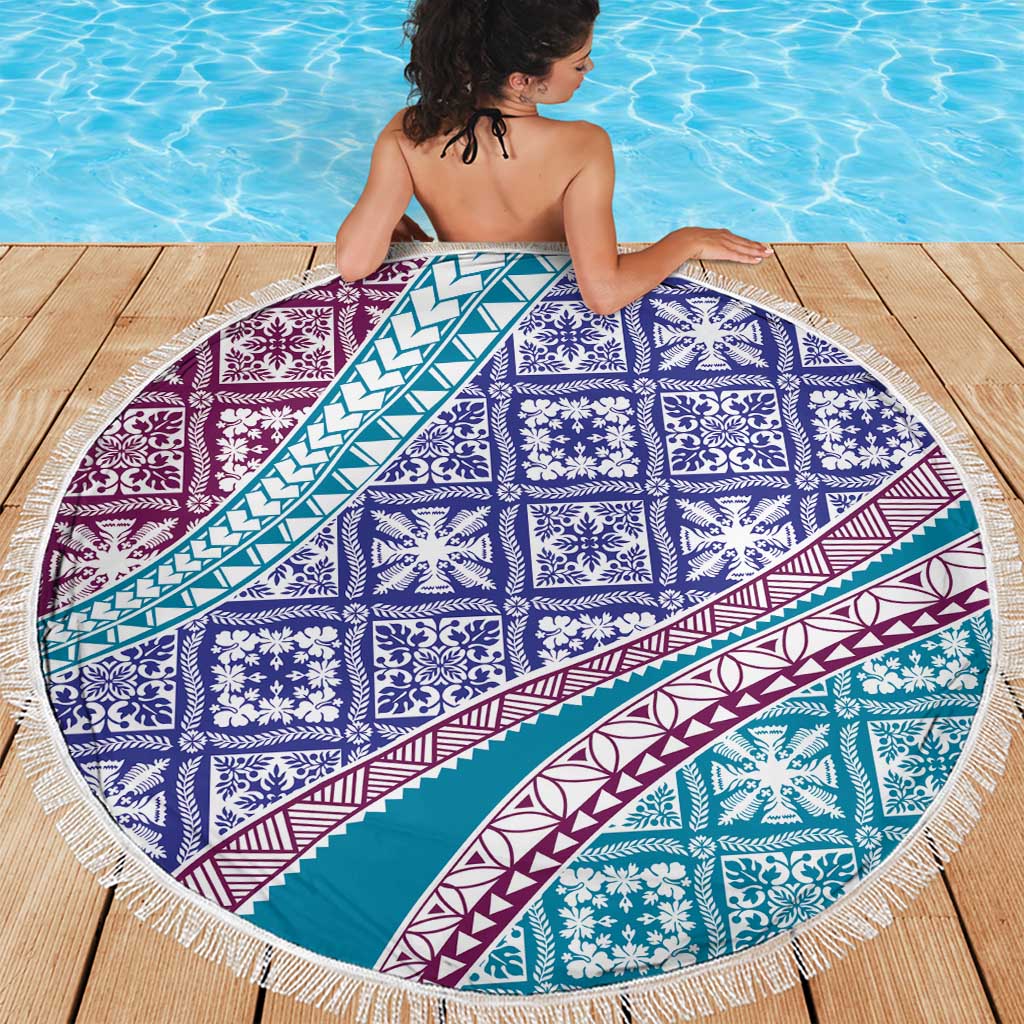 Hawaiian Quilt Pattern Beach Blanket Purple Blue Color Mixed LT01 - Polynesian Pride