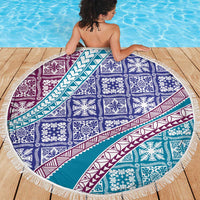 Hawaiian Quilt Pattern Beach Blanket Purple Blue Color Mixed LT01 - Polynesian Pride