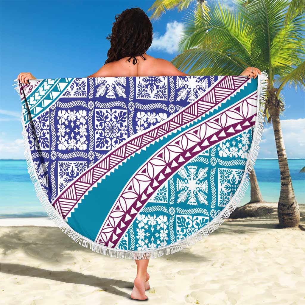 Hawaiian Quilt Pattern Beach Blanket Purple Blue Color Mixed LT01 - Polynesian Pride
