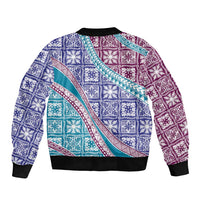 Hawaiian Quilt Pattern Bomber Jacket Purple Blue Color Mixed - Polynesian Pride