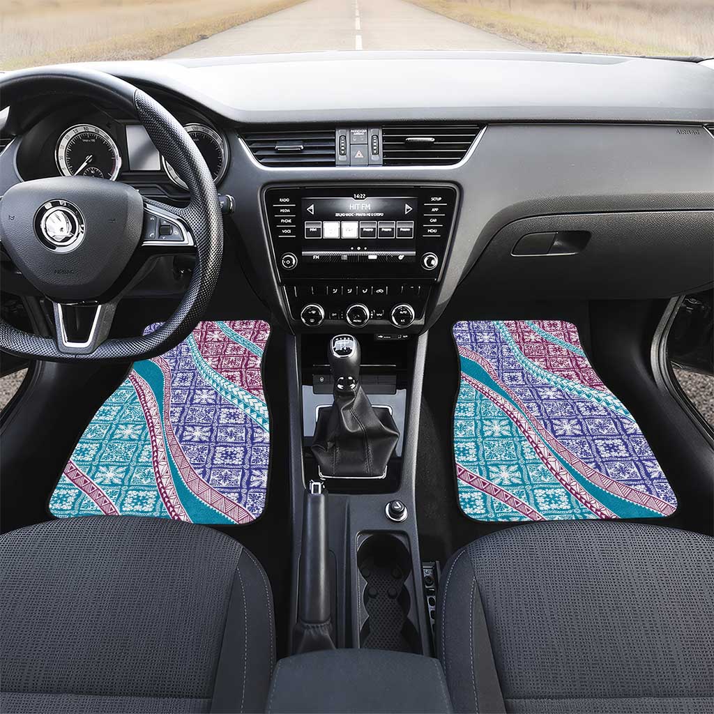 Hawaiian Quilt Pattern Car Mats Purple Blue Color Mixed - Polynesian Pride