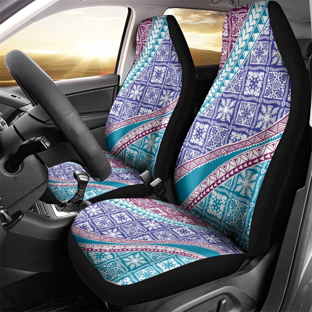 Hawaiian Quilt Pattern Car Seat Cover Purple Blue Color Mixed - Polynesian Pride