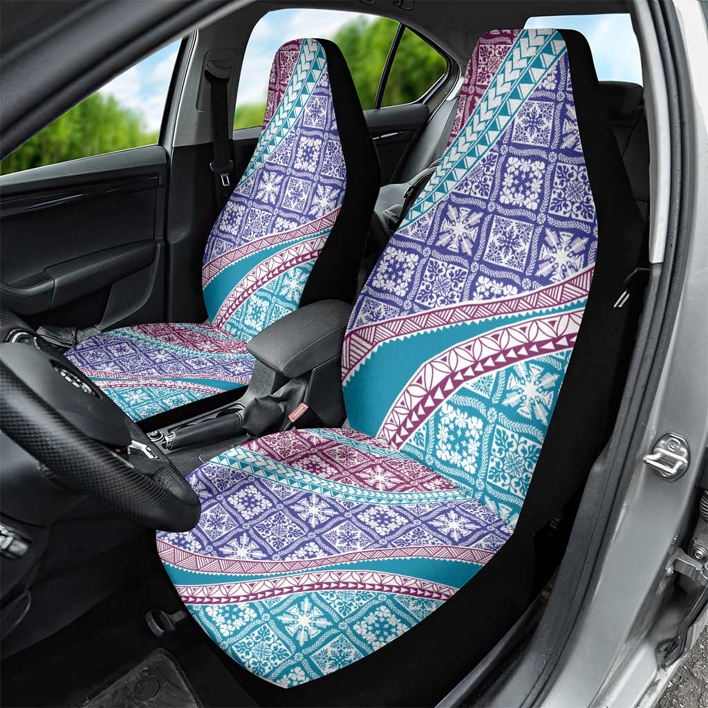 Hawaiian Quilt Pattern Car Seat Cover Purple Blue Color Mixed - Polynesian Pride