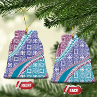Hawaiian Quilt Pattern Ceramic Ornament Purple Blue Color Mixed - Polynesian Pride