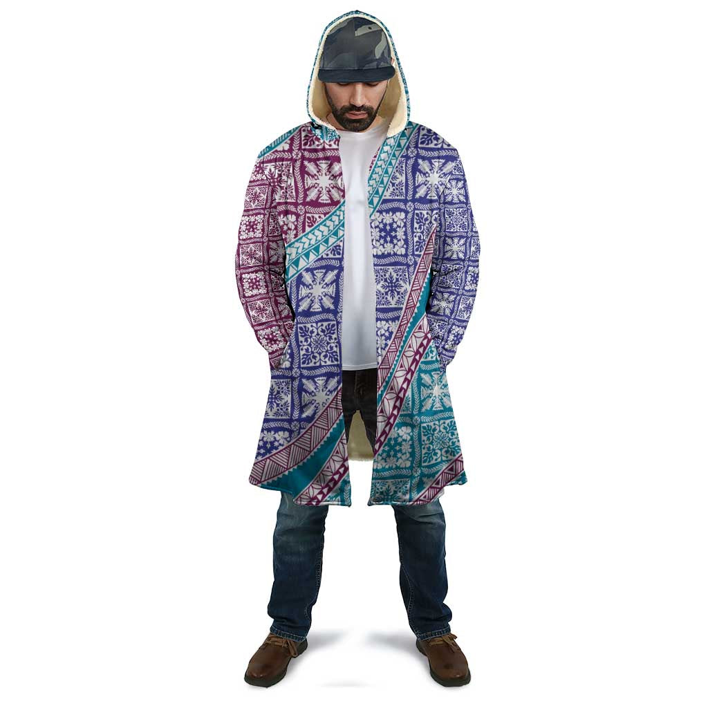 Hawaiian Quilt Pattern Cloak Purple Blue Color Mixed - Polynesian Pride