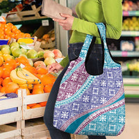 Hawaiian Quilt Pattern Grocery Bag Purple Blue Color Mixed LT01 - Polynesian Pride