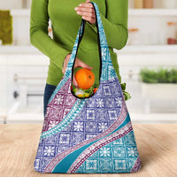 Hawaiian Quilt Pattern Grocery Bag Purple Blue Color Mixed LT01 - Polynesian Pride