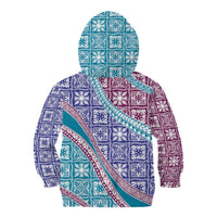 Hawaiian Quilt Pattern Kid Hoodie Purple Blue Color Mixed - Polynesian Pride