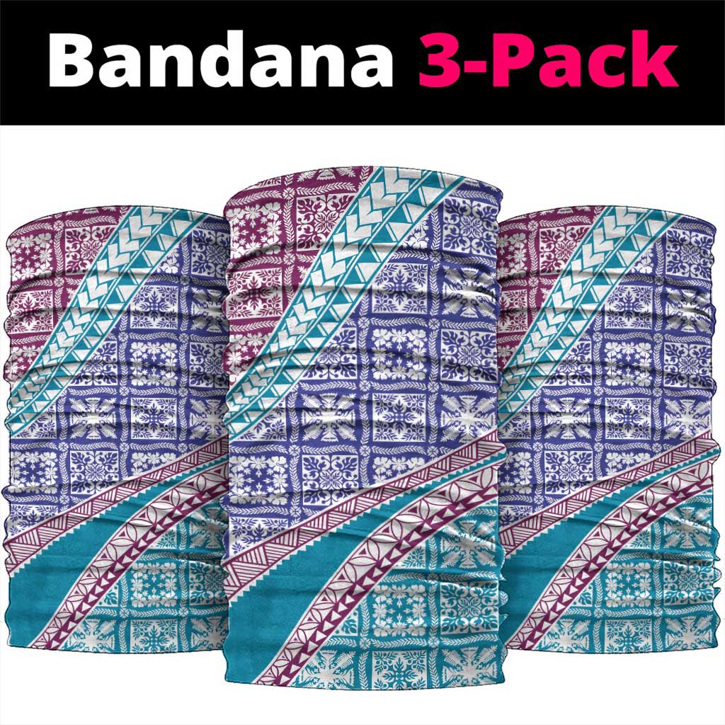 Hawaiian Quilt Pattern Neck Gaiter Purple Blue Color Mixed - Polynesian Pride