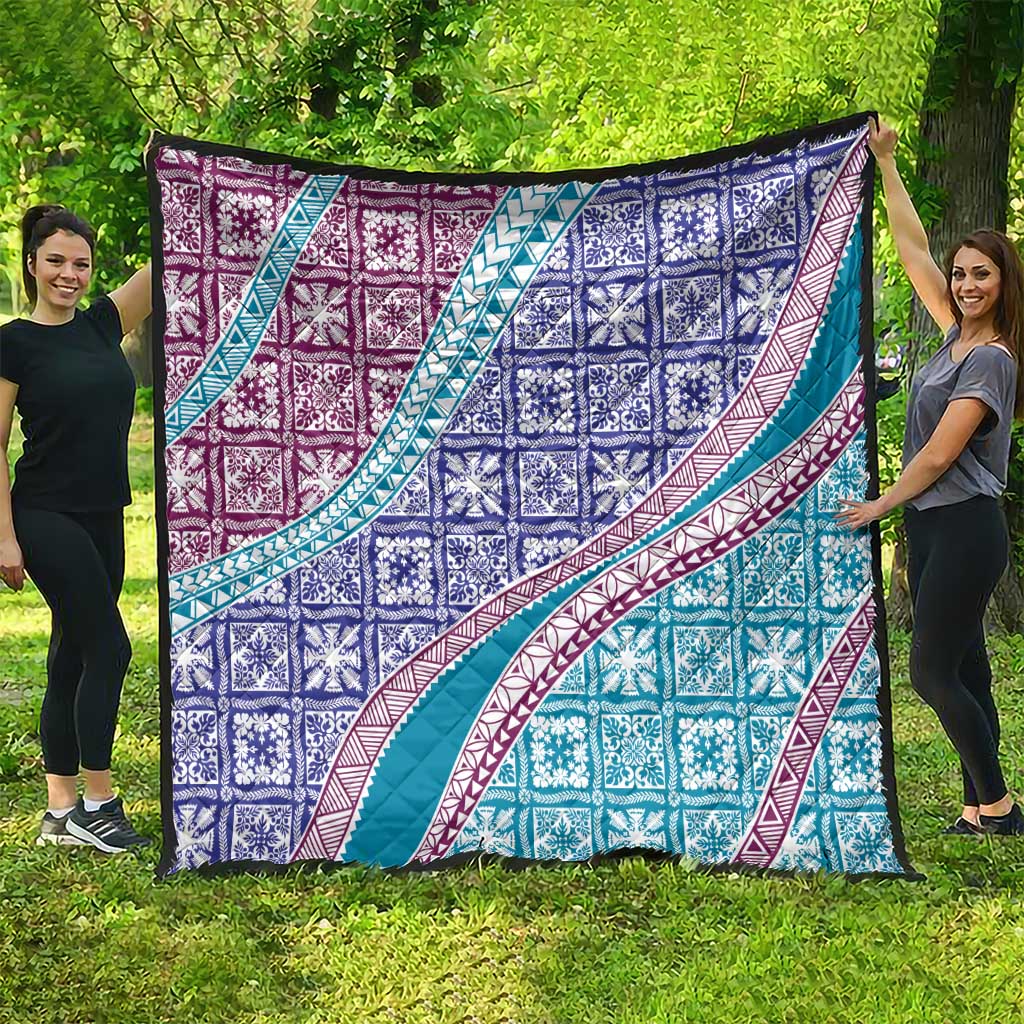 Hawaiian Quilt Pattern Quilt Purple Blue Color Mixed - Polynesian Pride