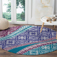 Hawaiian Quilt Pattern Round Carpet Purple Blue Color Mixed - Polynesian Pride