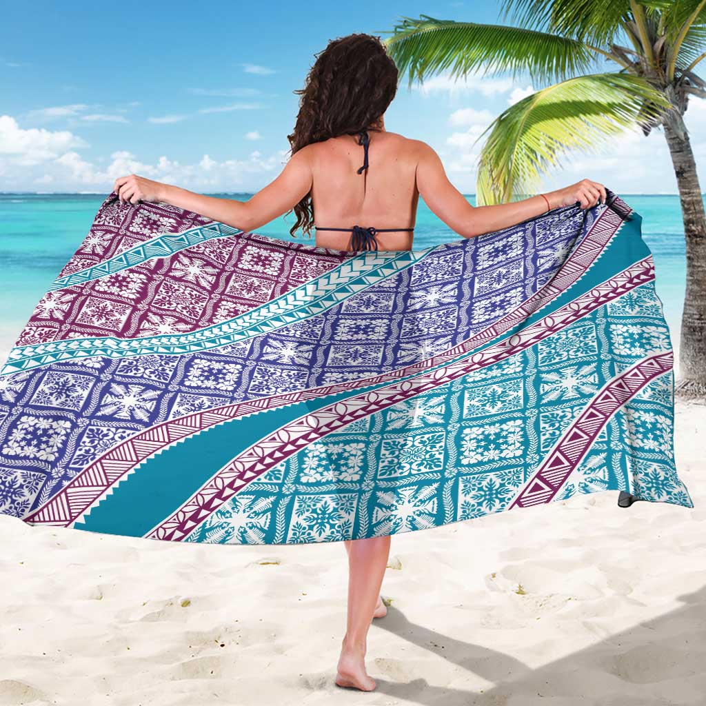 Hawaiian Quilt Pattern Sarong Purple Blue Color Mixed - Polynesian Pride