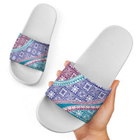 Hawaiian Quilt Pattern Slide Sandals Purple Blue Color Mixed LT01 - Polynesian Pride
