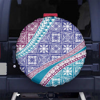 Hawaiian Quilt Pattern Spare Tire Cover Purple Blue Color Mixed - Polynesian Pride