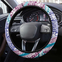 Hawaiian Quilt Pattern Steering Wheel Cover Purple Blue Color Mixed - Polynesian Pride