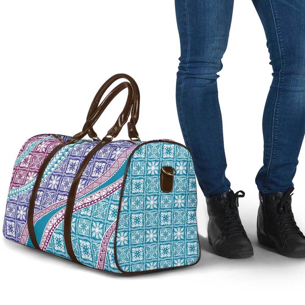Hawaiian Quilt Pattern Travel Bag Purple Blue Color Mixed - Polynesian Pride