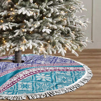 Hawaiian Quilt Pattern Tree Skirt Purple Blue Color Mixed - Polynesian Pride