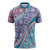 Hawaiian Quilt Pattern Zipper Polo Shirt Purple Blue Color Mixed - Polynesian Pride