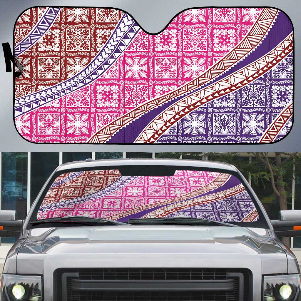 Hawaiian Quilt Pattern Auto Sun Shade Sweet Color Mixed - Polynesian Pride