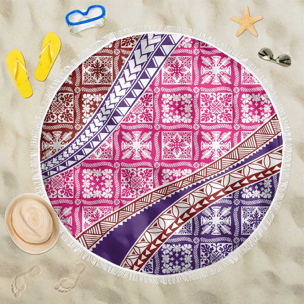 Hawaiian Quilt Pattern Beach Blanket Sweet Color Mixed LT01 One Size 150cm Pink - Polynesian Pride
