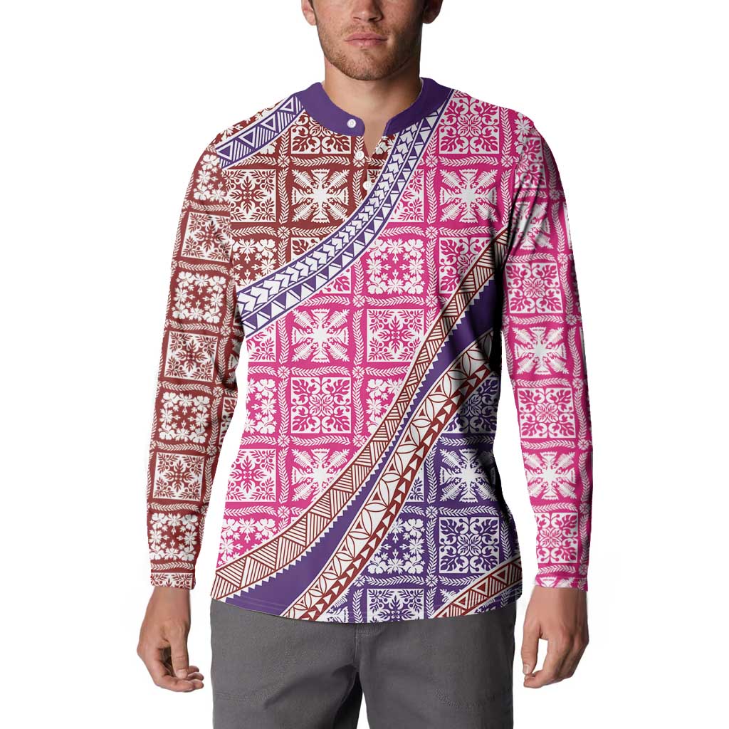 Hawaiian Quilt Pattern Button Sweatshirt Sweet Color Mixed - Polynesian Pride