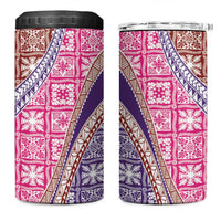 Hawaiian Quilt Pattern 4 in 1 Can Cooler Tumbler Sweet Color Mixed - Polynesian Pride