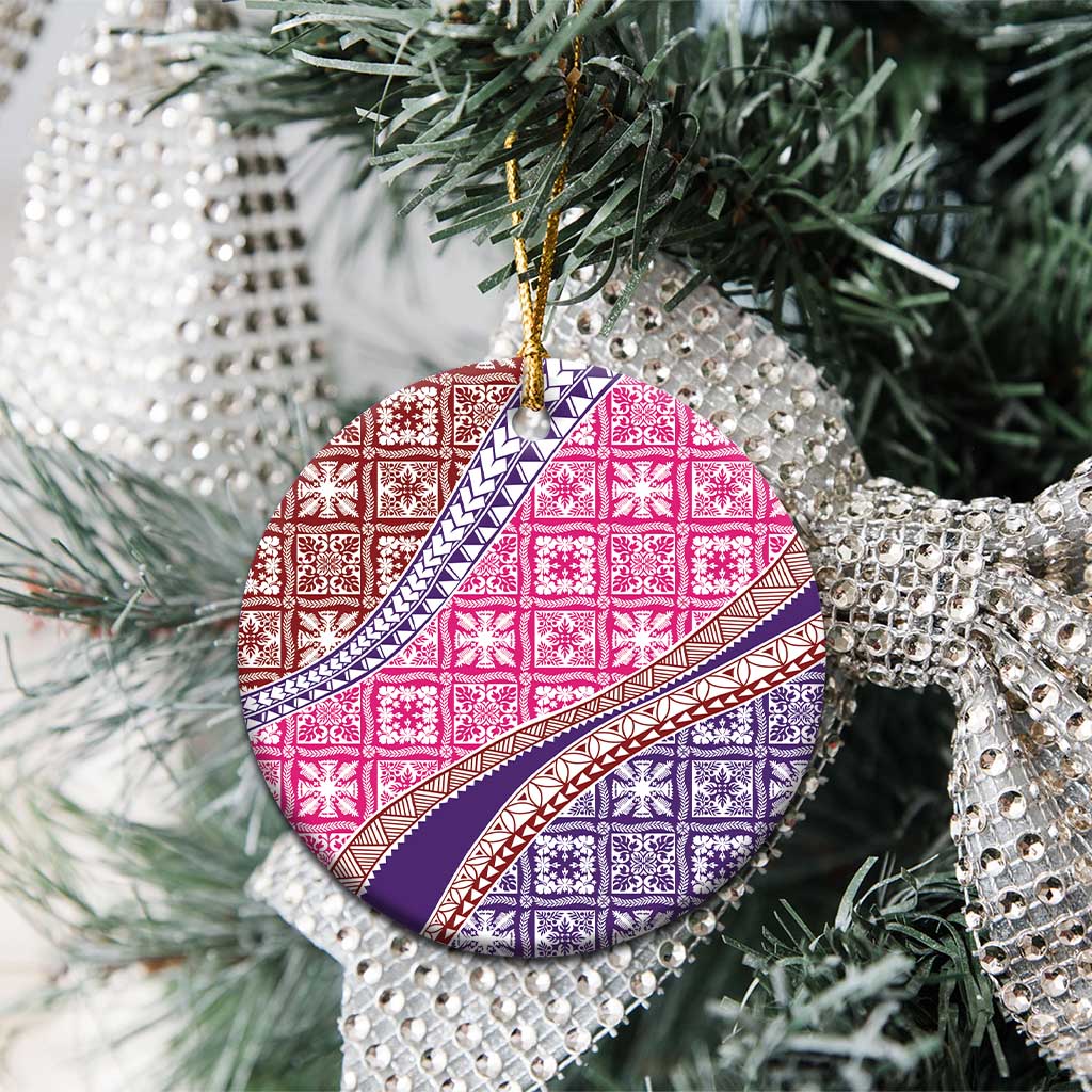 Hawaiian Quilt Pattern Ceramic Ornament Sweet Color Mixed - Polynesian Pride