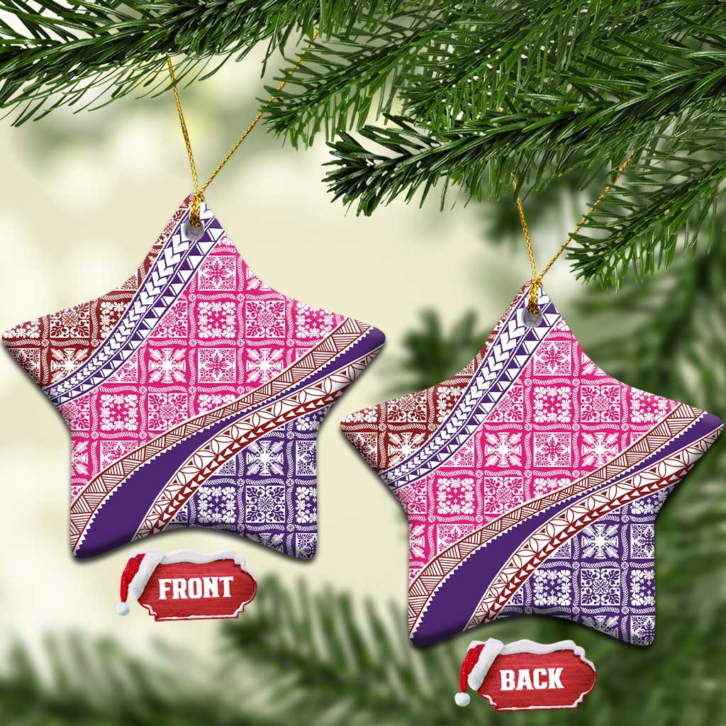 Hawaiian Quilt Pattern Ceramic Ornament Sweet Color Mixed - Polynesian Pride