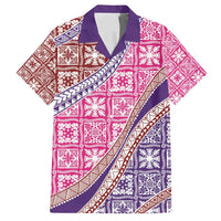 Hawaiian Quilt Pattern Family Matching Off Shoulder Short Dress and Hawaiian Shirt Sweet Color Mixed - Polynesian Pride