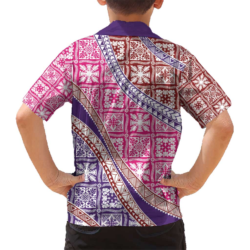 Hawaiian Quilt Pattern Family Matching Short Sleeve Bodycon Dress and Hawaiian Shirt Sweet Color Mixed - Polynesian Pride
