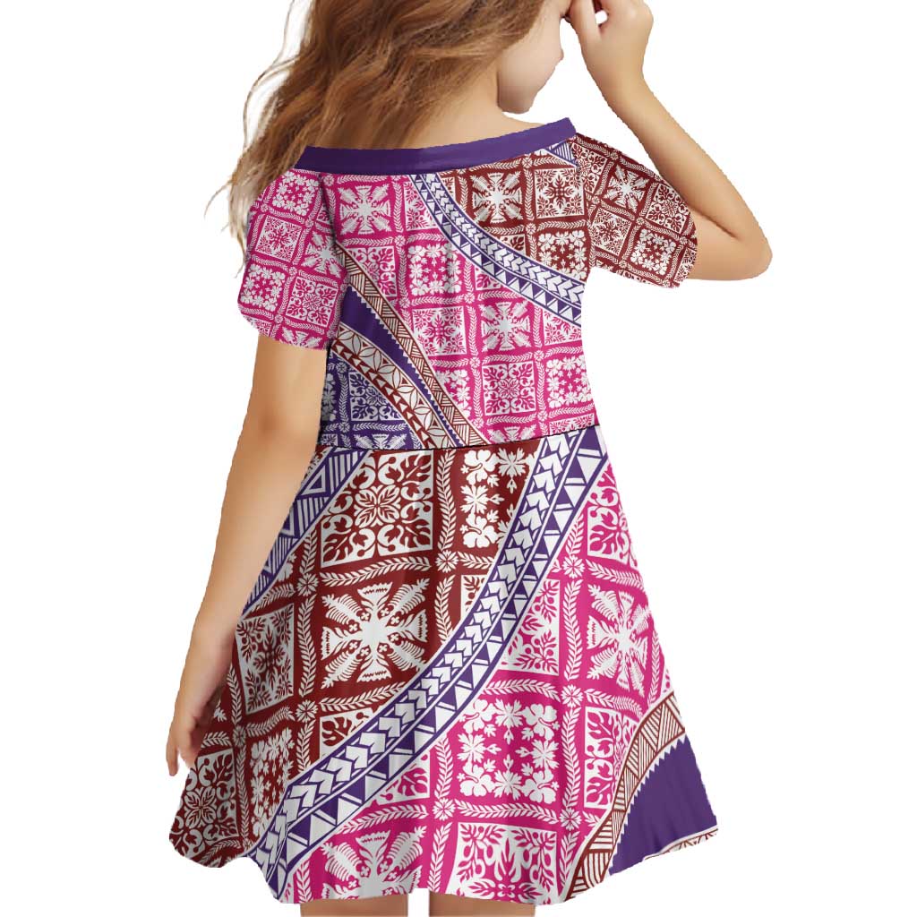 Hawaiian Quilt Pattern Family Matching Short Sleeve Bodycon Dress and Hawaiian Shirt Sweet Color Mixed - Polynesian Pride