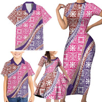 Hawaiian Quilt Pattern Family Matching Short Sleeve Bodycon Dress and Hawaiian Shirt Sweet Color Mixed - Polynesian Pride