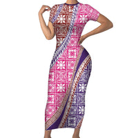 Hawaiian Quilt Pattern Family Matching Short Sleeve Bodycon Dress and Hawaiian Shirt Sweet Color Mixed - Polynesian Pride