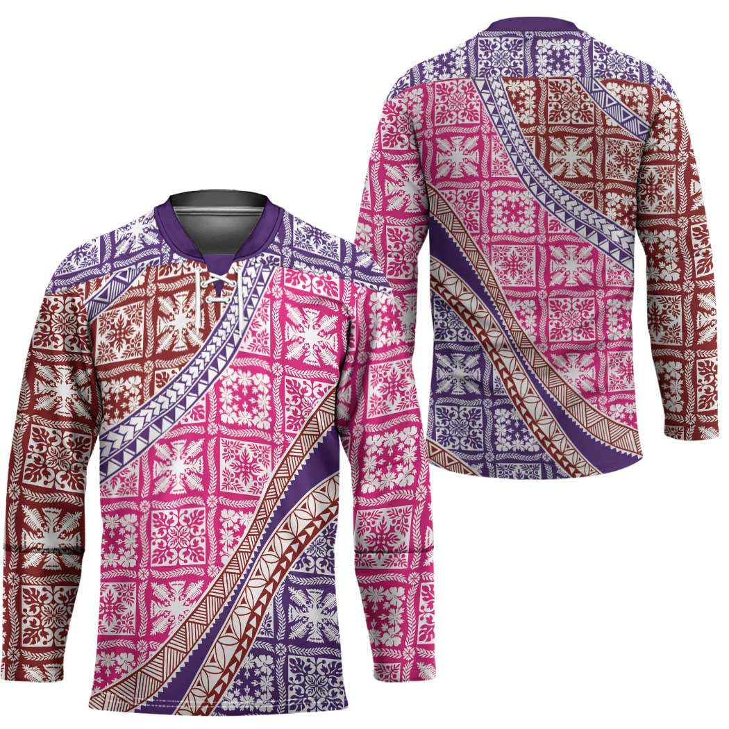 Hawaiian Quilt Pattern Hockey Jersey Sweet Color Mixed - Polynesian Pride